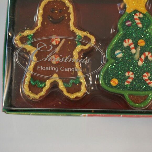 Russ Snowy Days 3 Floating Christmas Candles Gingerbread Christmas Tree Snowman - Picture 4 of 6